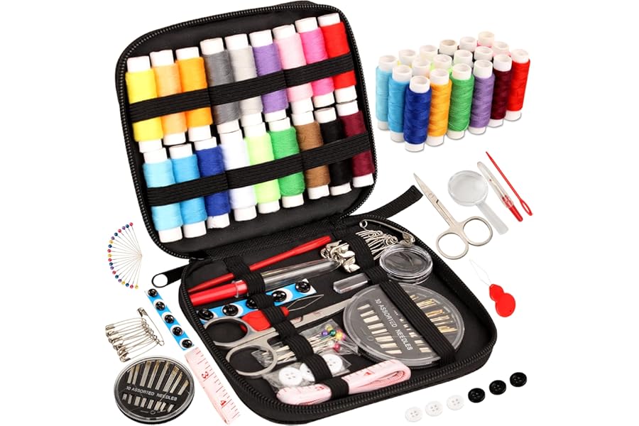 Sewing Kit Basic,Marcoon Needle and Thread Kit with Sewing Supplies and Accessories for Adults,Beginner,Home,Travel,Emergency Including Scissors,Measure Tape,Needle Threader and More