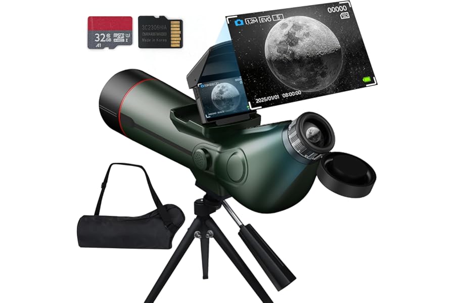 Smart Telescope, Professional Refractor Auto-focus Portable Digital Electronic Telescopes with 4K Astrophotography Camera, Internal And External Dual Screens Spotter for Adults and Beginners Astronomy