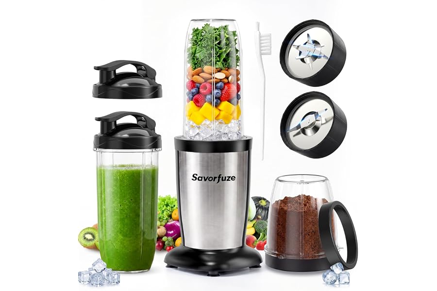 Smoothie Blender, Personal Blender Grinder Combo Smoothies and Shakes | 16-in-1 Single Serve Smoothie Maker with 2x24oz To-Go Cup & 10oz Grinding Cup, Blender Protein Shakes & Spices, Max 900W