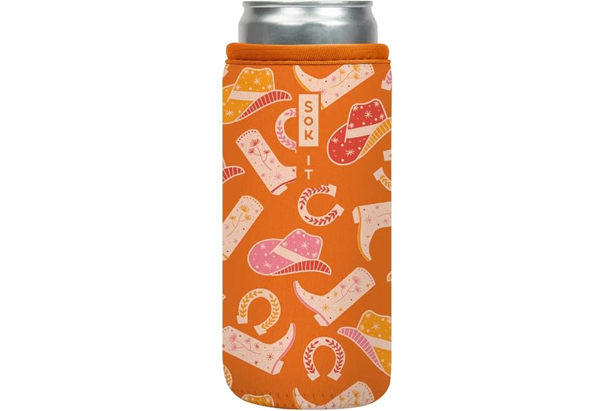 Sok It CanSok Sleeve for Beer & Soda Insulated Neoprene Cover (Cowgirl Couture, 12oz Slim Can Sleeve)