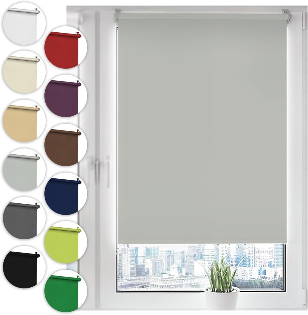 Sonello Store occultant Klemmfix sans percage50cm x 100cm Gris Clair, Store Enrouleur Opaque pour fenêtres et Portes, Fixation avec ou sans perçage, Kit de Montage Inclus, Protection Solaire
