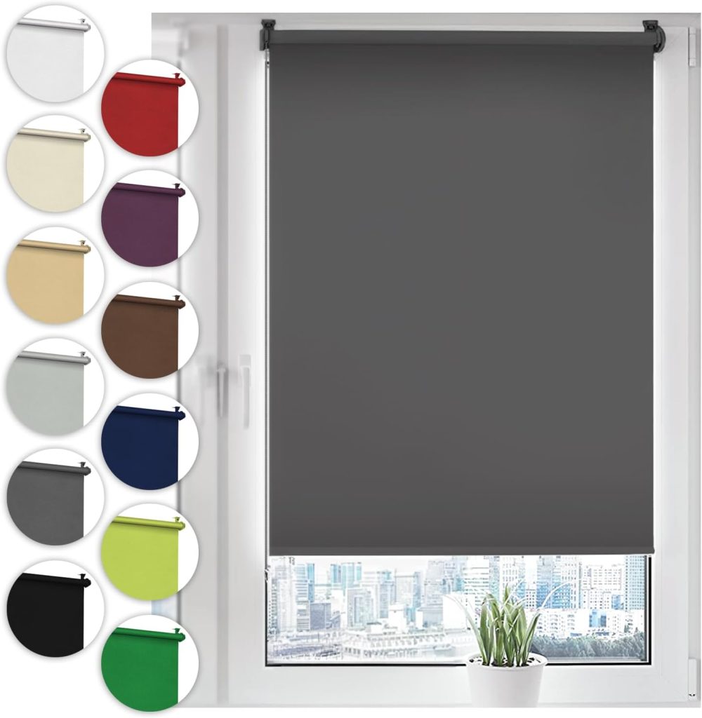 Sonello Store occultant Klemmfix sans percage50cm x 100cm Gris, Store Enrouleur Opaque pour fenêtres et Portes, Fixation avec ou sans perçage, Kit de Montage Inclus, Protection Solaire