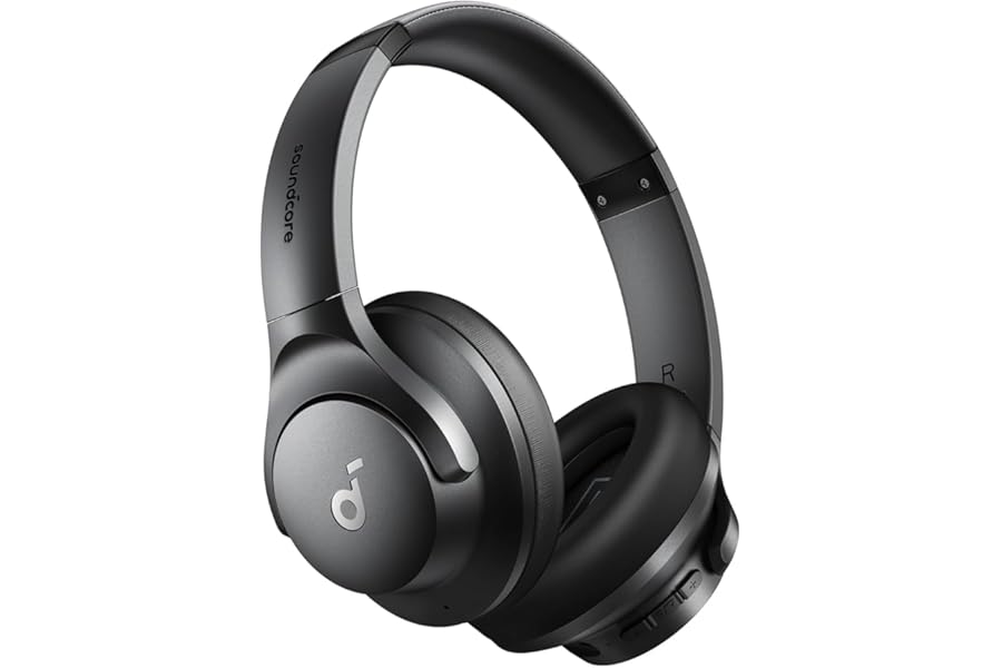 Soundcore by Anker Q20i Hybrid Active Noise Cancelling Headphones, Black | Over-Ear, Bluetooth, 40H ANC Playtime, Hi-Res, Big Bass, Transparency Mode, Customize via App, Travel, Home, Office