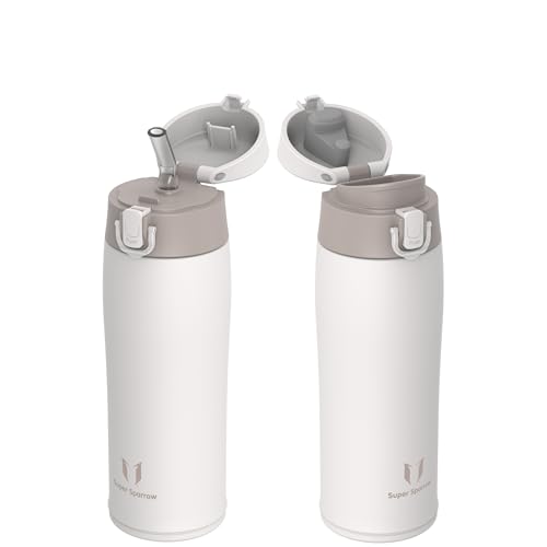 Sparrow Botella Agua Acero Inox - Botella Termica Niños 500ml - 2 Tapas | Acero Inoxidable Cantimplora, Antifugas, Sin BPA, Escuela, Deportes