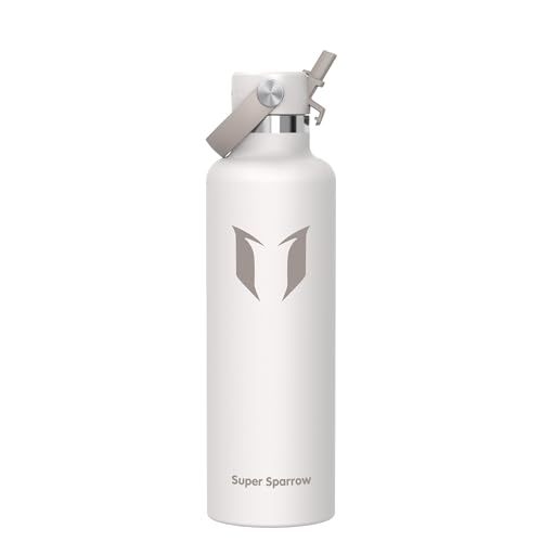Sparrow Botella Agua Acero Inoxidable 1L FlipFlow Botella Termica Pajita | Cantimplora, Termo Agua, Isotermica, Caliente, Fria, Antifugas, Sin BPA, Apta Lavavajillas, Gym, Ciclismo, Oficina, Deportiva