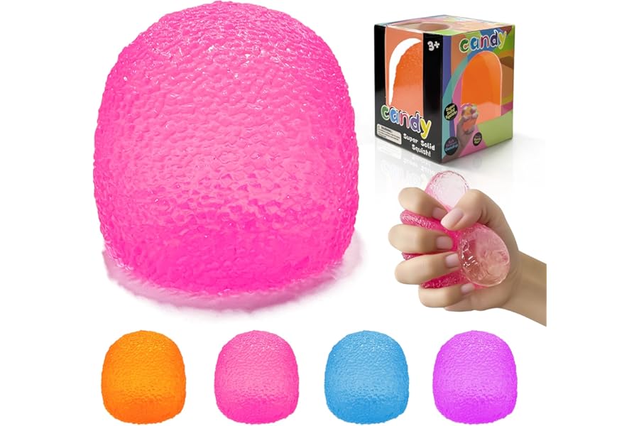 Stress Balls-Gumdrop Squishy Stress for Kids and Adults, Super Solid Squeeze Ball, Sensory for Stress Relief, Birthday, Easter Basket Stuffers and Party Favors(Pink)