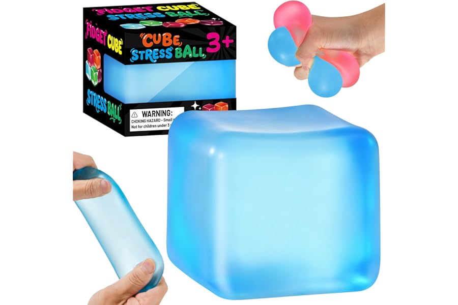 Stress Cube Squishy Fidget Toys, Slow Rising Ice Cube Sensory Stress Balls for Kids Adults Anxiety Relief Squeeze Toy for Classroom Prizes Party Favors (Blue)