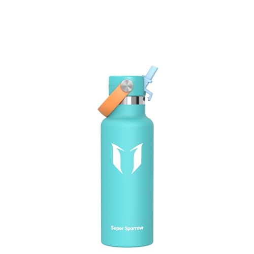 Super Sparrow Botella Agua Acero Inoxidable - Botellas Termica 500ml - Sin BPA - Termo Cantimplora con Pajita Vacío, para Deporte, Viaje, Escuela, Exterior, Oficina, Gimnasio