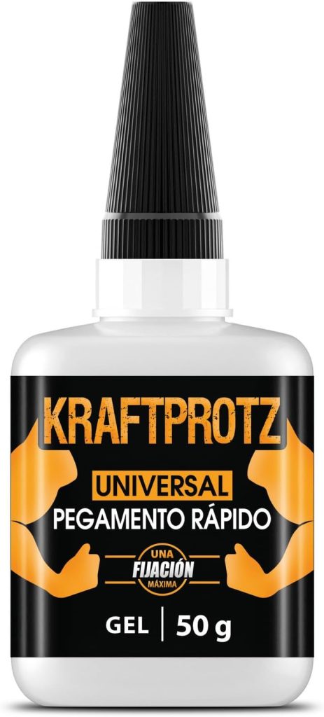 Superpegamento Gel Extra Fuerte – KRAFTPROTZ 50 g XXL con Punta Anti-Secado – Transparente, sin Goteo, Resistente al Agua y Calor – para plástico, Madera, Metal, Vidrio, Cuero y Bricolaje