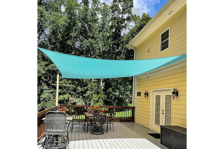 TANG 8' x 8' Sun Shade Sail Rectangle Outdoor Canopy UV Block Sunshades for Patio, Square Shade Cloth for Backyard Porch Deck Garden Pergola Cover, Turquoise