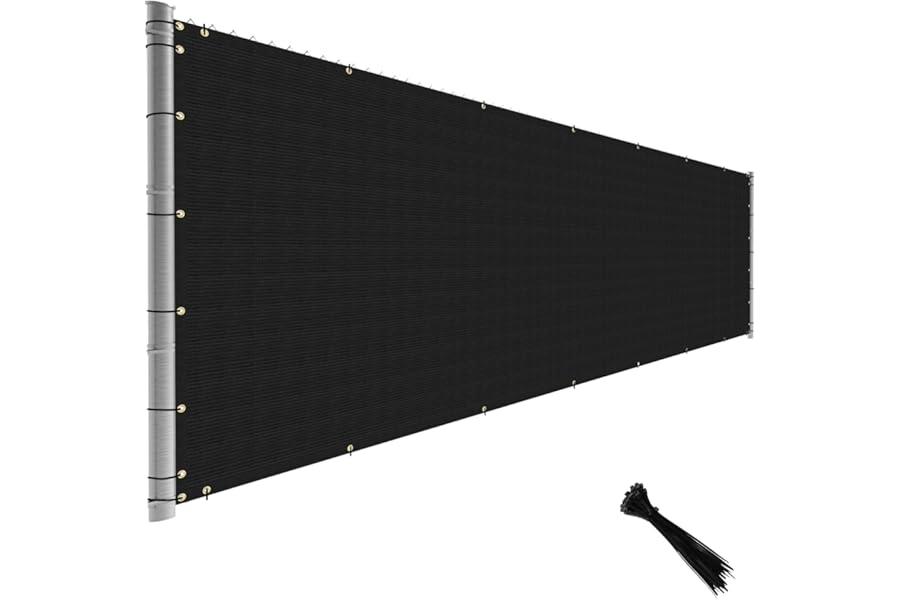 TANG Fence Privacy Screen Black 4 Feet x 12 Feet Outdoor Shade Cloth with Grommets, 150 GSM Temporary Fence Cover with Zipties Mesh Netting Fences Blockage for Backyard Garden Patio Chain Link