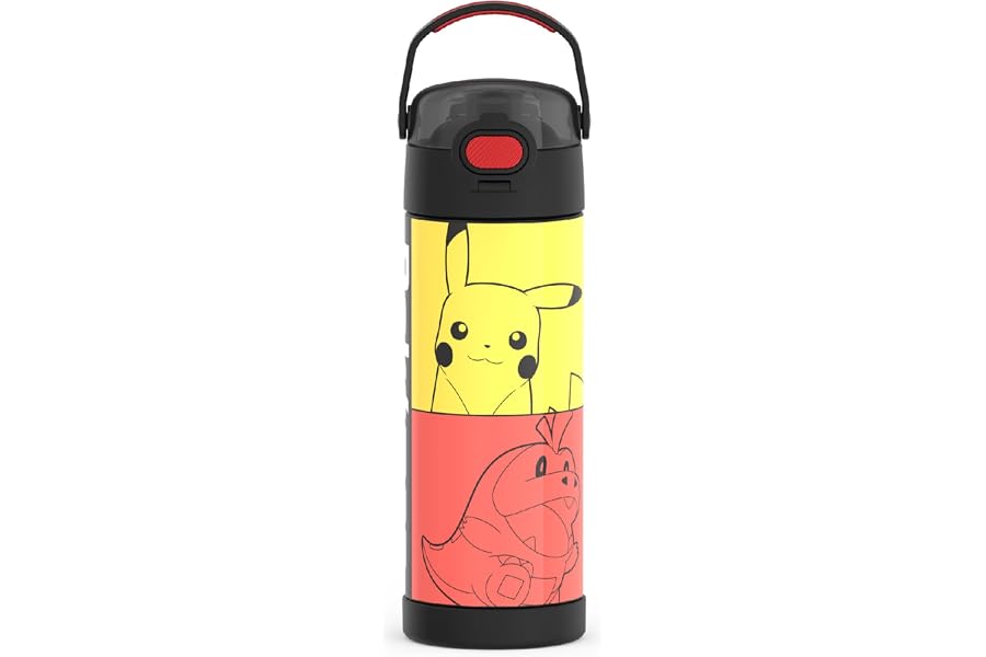 THERMOS FUNTAINER Water Bottle with Spout, 16oz, Pokemon | Kids Stainless Steel Insulated Water Bottle, Keeps Drinks Cold Longer for School & Play, BPA-Free