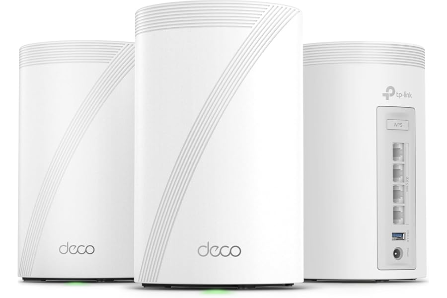 TP-Link Deco 7 Pro BE63 Tri-Band WiFi 7 BE10000 Whole Home Mesh System - 6-Stream 10 Gbps, 4x2.5G Ports Wired Backhaul, 4X Smart Internal Antennas, VPN, HomeShield, Free Expert Support (3-Pack)