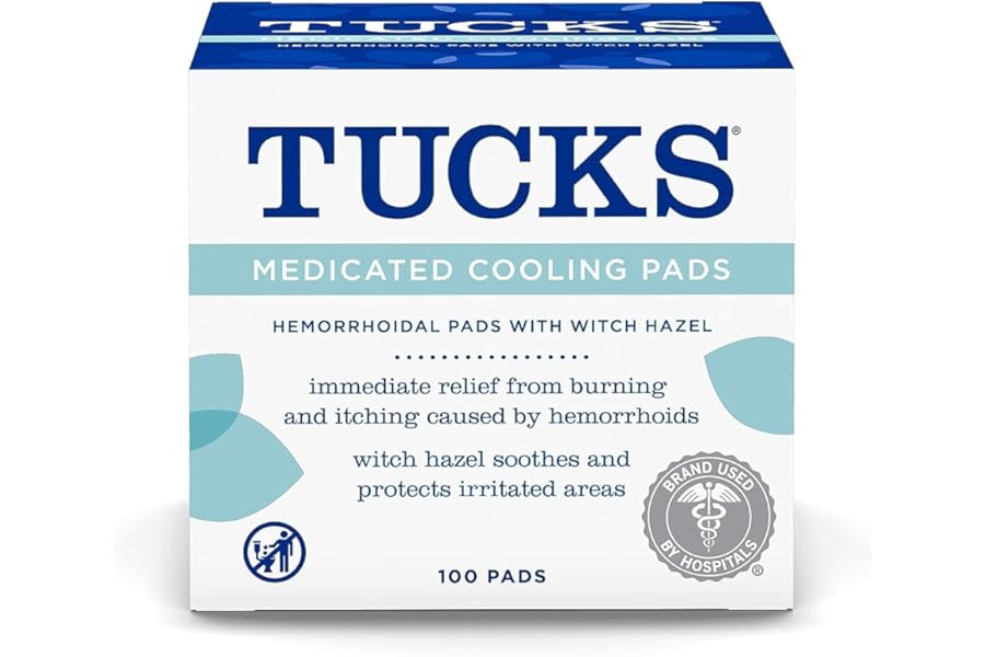 TUCKS Medicated Cooling Pads, 100 Count – Hemorrhoid Pads with Witch Hazel, Cleanses Sensitive Areas, Protects from Irritation, Hemorrhoid Treatment, Medicated Pads Used by Hospitals