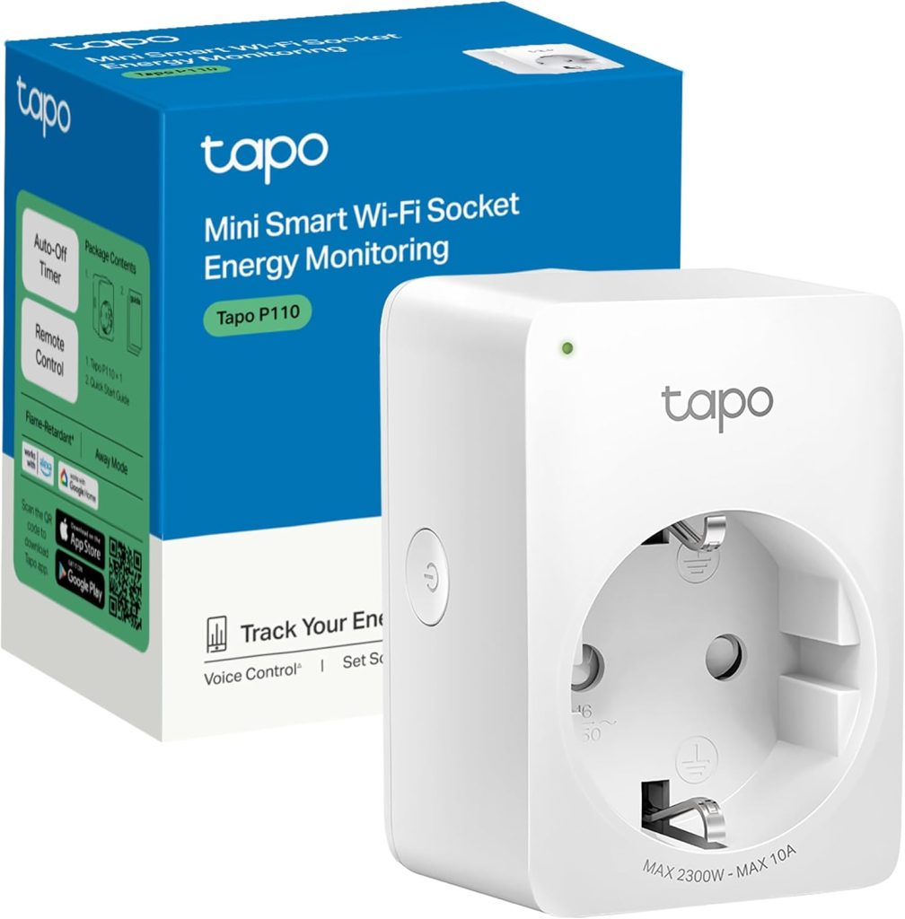 Tapo P110 – Mini Enchufe Inteligente Wi-Fi (con monitoreo de energía), programación Encendido/Apagado, Ahorro de energía, Compatible con Alexa y Google Home