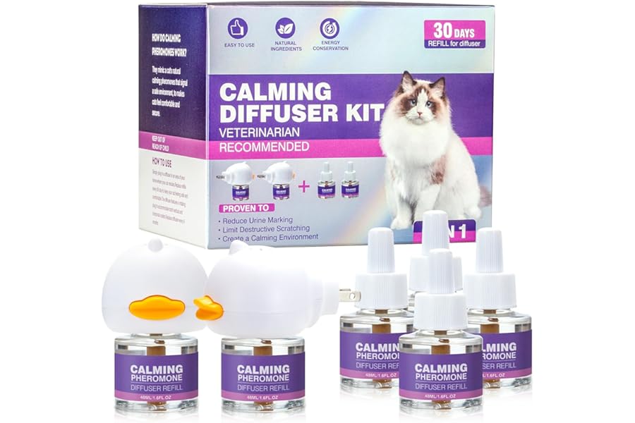Tcllka Cat Calming Pheromone Diffuser Effectively Relieve Anxiety Stress Cat Calming Diffuser Comfort for Cats Refill Reduce Fighting Spraying and Scratching Calm Relaxing 48ml/Bottle Fits All Cats
