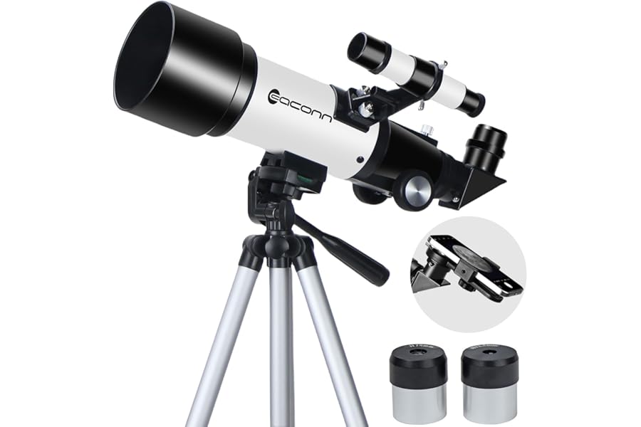 Telescopes, Telescope for Kids and Adults Beginners, 70mm Aperture 400mm Focus Length Refractor Travel Telescope with AZ Mount for Observe The Moon and Landscape (White)