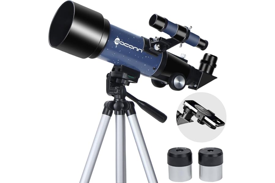 Telescopes, Telescope for Kids and Adults Beginners, 70mm Aperture 400mm Focus Length Refractor Travel Telescope with AZ Mount for Observe The Moon and Landscape (Blue)