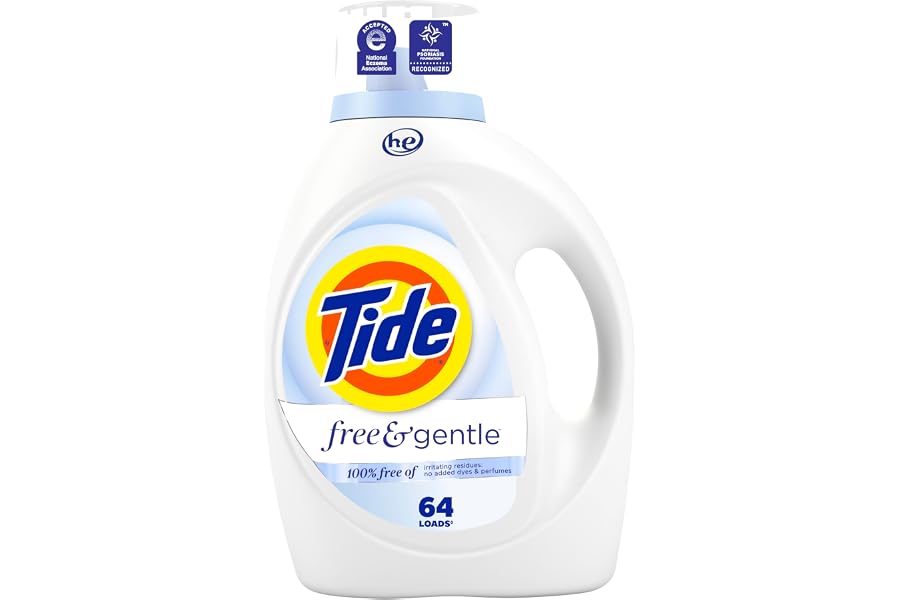 Tide Free & Gentle Liquid Laundry Detergent, 64 Loads, 84 fl oz, Tide Laundry Detergent, Clean Laundry Detergent