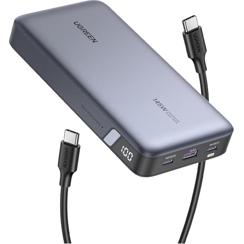 UGREEN Power Bank 145W Max 25000mAh externe batterij met 3 poorten USB C powerbank met digitaal display, compatibel met MacBook Pro/Air, iPhone 17 Pro Max/Pro/16/15 Pro, Galaxy S25 Ultra, Dell