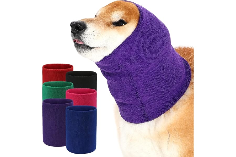 UUREED Dog Calming Hoodie Quiet Head Cover Sleeves Double Layer Thickened Dog Ear Muffs Noise Protection,Dog Hematoma Ear Wrap, Dog Headband for Anxiety Relief for Bath, Thunderstorms