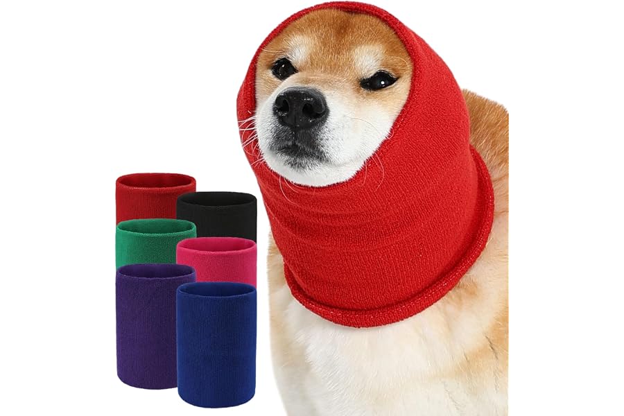 UUREED Dog Calming Hoodie Quiet Head Cover Sleeves Double Layer Thickened Dog Ear Muffs Noise Protection,Dog Hematoma Ear Wrap, Dog Headband for Anxiety Relief for Bath, Thunderstorms