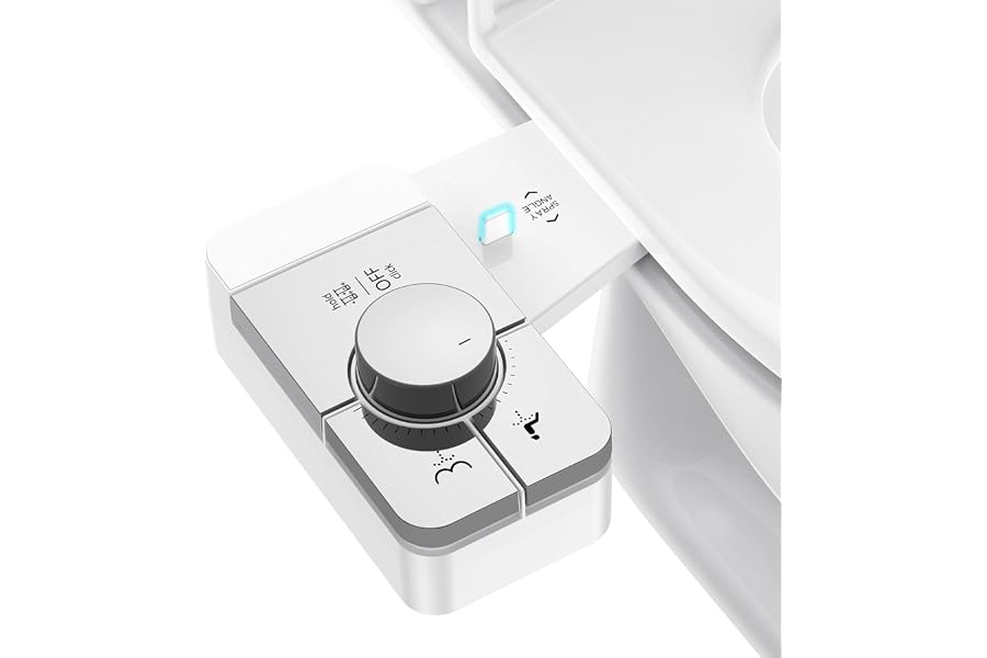 Upgrade Bidet Attachment for Toilet Seat, Adjustable Angle Dual Nozzle, Self-Cleaning, Non-Electric Bidet Attachment for Rear & Feminine Wash, Controllable Fresh Cold Water Pressure