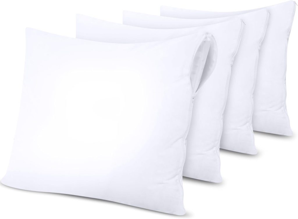 Utopia Bedding Protège Oreiller 60x60 cm (Lot de 4) Imperméable avec Fermeture Éclair, Housse Oreiller, Certifié Oeko-TEX Taie Oreiller