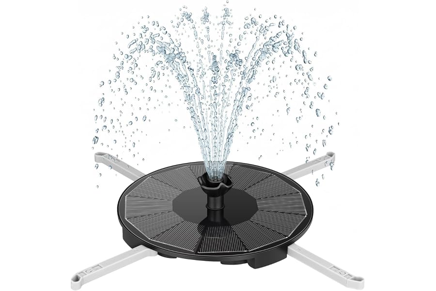 VOROSY Solar Fountain Pump with 3 Spray Height Adjustment, Upgraded PET Solar Bird Bath Fountains with 6 Nozzles, Solar Water Fountain Pump for Outdoor, Bird Bath, Garden, Pool, Pond
