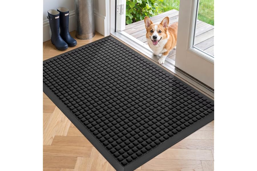 WELDUN Front Door Mat Outside Entrance, Heavy Duty Waterproof Doormat | 29.5"x17" Indoor/Outdoor Dirt Trapper with Non-Slip R