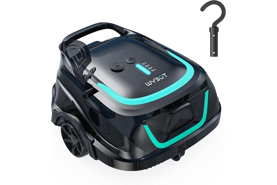 WYBOT A1 Robotic Pool Cleaner – Dual Layer Filtration, Strong Suction, 130 Mins Runtime, Robot Pool Vacuum for Above Ground & Flat Pools up to 1100 Sq. Ft., 4 Cleaning Modes (Jet Black Matte)