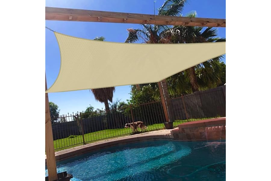 Windscreen4less 8' x 8' Sun Shade Sail Rectangle Outdoor Canopy Cover UV Block for Backyard Porch Pergola Deck Garden Patio (Beige)