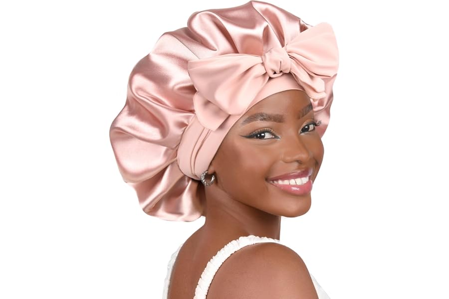 YANIBEST Adjustable Silk Bonnet for Sleeping Women Double Layer Satin Bonnet Reduce Friction Prevent Frizz Curly Hair