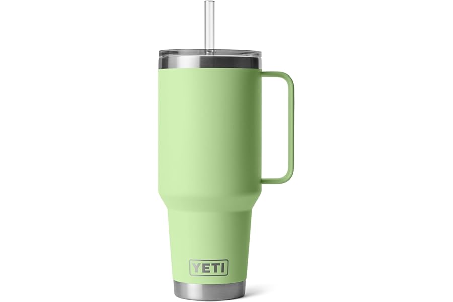 YETI Rambler 42 oz Tumbler with Handle and Straw Lid, Travel Mug Water Tumbler, Vacuum Insulated Cup with Handle, Stainless Steel, Key Lime