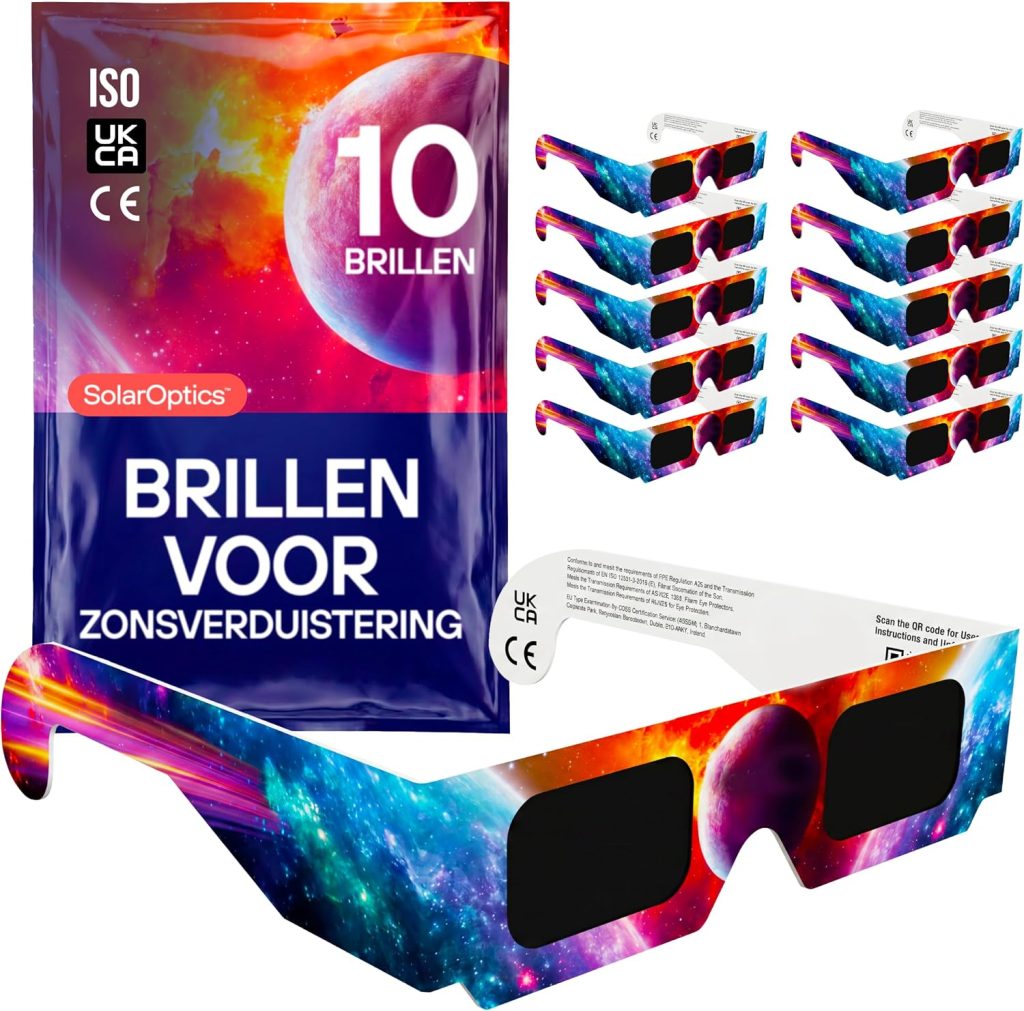 Zonsverduisteringsbrillen 5-pack – ISO 12312-2 en CE-gecertificeerd, veilige oogbescherming, observatie van de zon, zonsverduistering 2026, multipack