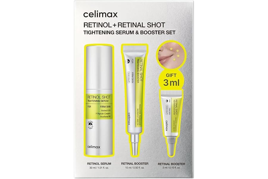 celimax The Vita A Retinal Shot Tightening Booster + Retinol Serum Set Global Exclusive | 0.1% Retinal, 3% Matryxyl, High-Strength Retinoid for Anti-Aging, Pore Minimizer, Wrinkles & Fine Lines