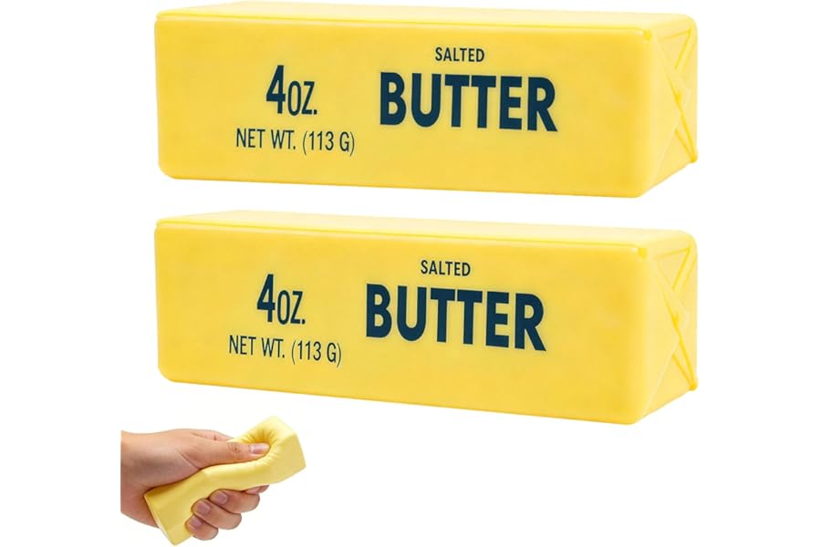 elopco Butter Squeeze Toy 2PCS, Slow Rising Dumpling Squishy Butter Sensory Stress Relief Squishies Soft & Stretchy Fidget Toys for Anxiety Relief Party Favors (Butter Stick)