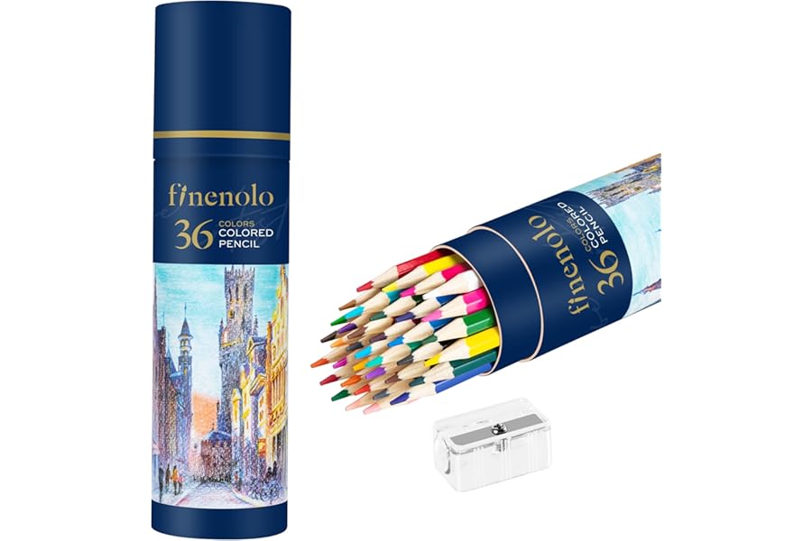 finenolo 36 Pack Colored Pencils for Adult Coloring Books | Soft Core, Art Drawing Pencils for Artists Beginners, Coloring Pencils Set with Sharpener for Coloring, Sketching, Painting