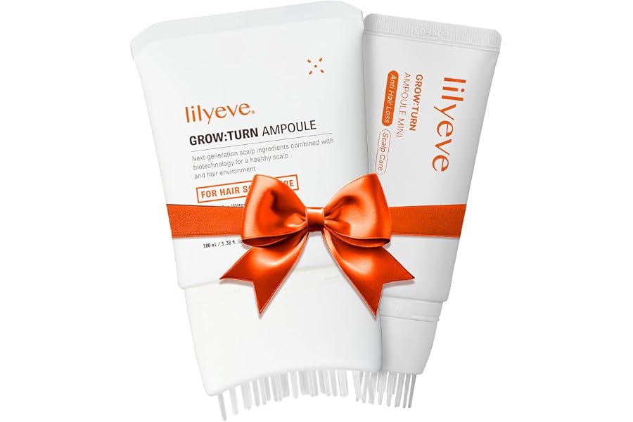 lilyeve GROWTURN Hair Growth Serum with Built-in Brush, Heartleaf-Derived Exosomes to Revitalize & Thickening Hair, Hair Growth Accelerator - Hair Serum 3.38 fl. oz. & 1.01 fl. oz. set