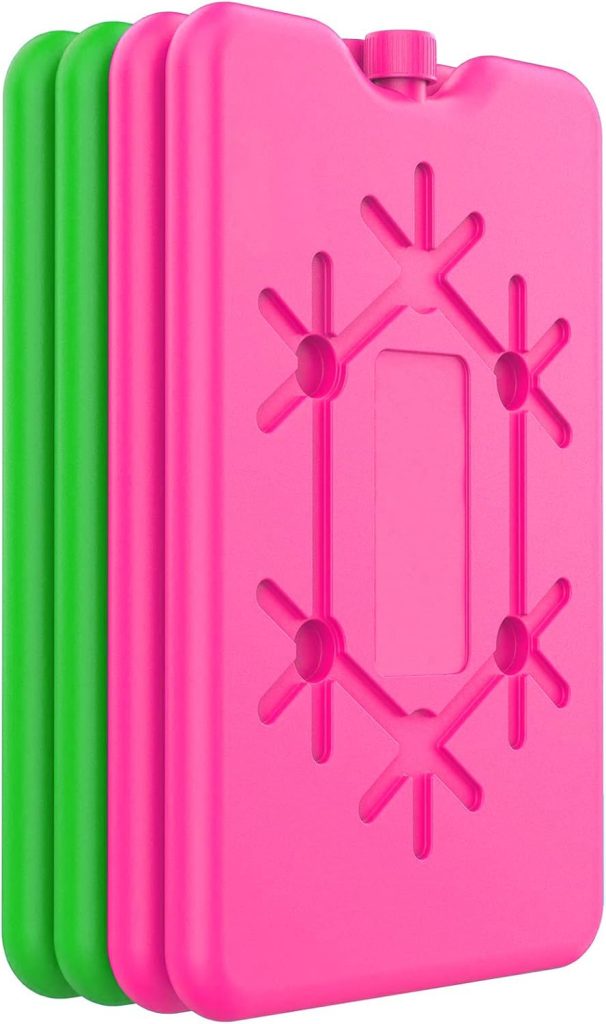 sunVigorous Bloc Glace pour glaciere - Lot de 4 pièces, Chaque de 200 millilitres-Pain de Glace pour Sac Isotherme - Un Accessoire de Refroidissement Indispensable. (Rouge, Vert 2)