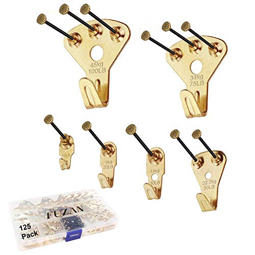 125 Pcs Heavy Duty Picture Hanging Kit With Nails for Wooden/Drywall - Professional Hangers for Canvas, Office Pictures, Clock, House Decoration - Holds 10-100 lbs