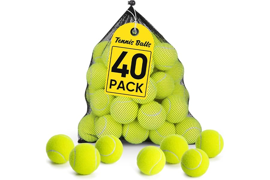 16/30/40/60/80 Pack Tennis Balls Bulk for Beginner Training with Mesh Bag | Durable High Elasticity Tennis Balls Set with High Bounce for Dogs, Suitable for Indoor and Outdoor Interactive Play