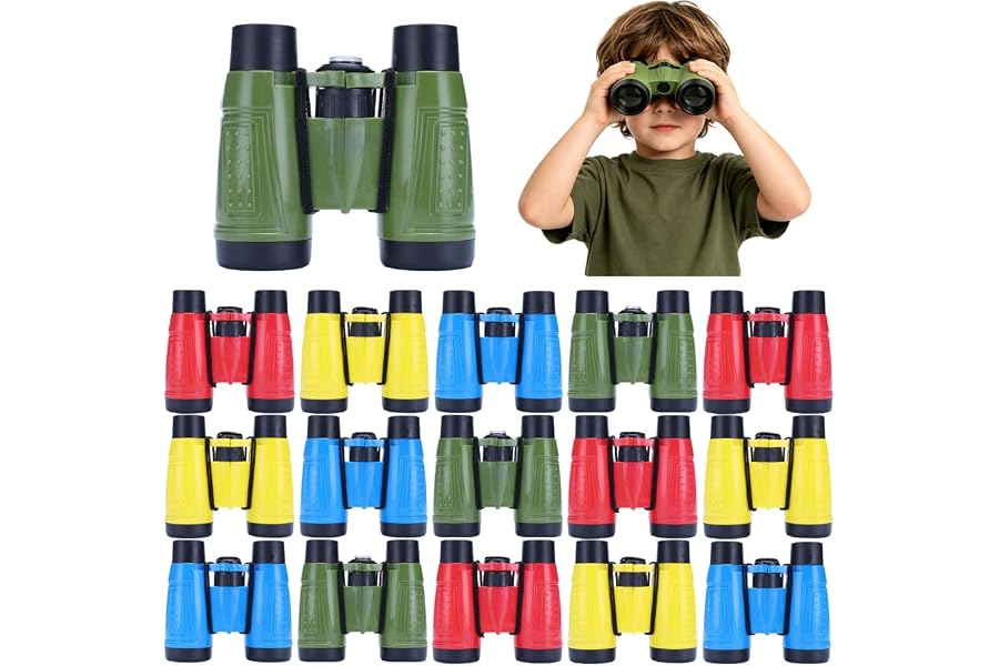 16pcs Binoculars with Neck Lanyard, Compact Lightweight Binoculars Bulk for Outdoor Exploration, Jungle Safari, Hunting, Bird Watching, Camping, Hiking, Party Favors & General Gift