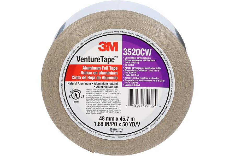 3M Venture Tape Aluminum Foil Tape 3520CW, Silver, 48 mm x 45.7 m, 3.7 mil | 1 Roll