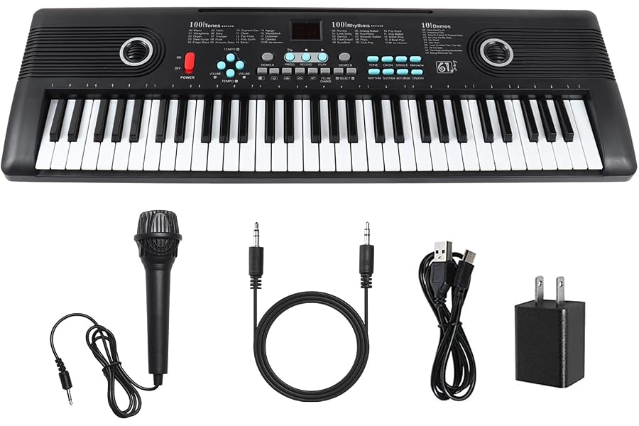 61 keys keyboard piano, Electronic Digital Piano with Built-In Speaker Microphone, Portable Keyboard Gift Teaching for Beginners, electric piano for youth
