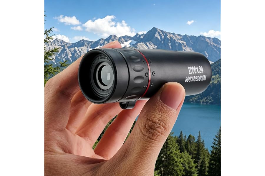 8x21 Mini Monocular Focus Optics Telescope Straight Through Scope | Adjustable Focus, Waterproof, Non-Slip, Wrist Strap, Lightweight Pocket Design, Bird Watching, Hiking, Camping, Travel