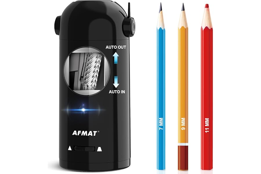 AFMAT Electric Pencil Sharpener, Fully Automatic Pencil Sharpener for Classroom, Robot Sharpeners for 7-11.5mm No.2/Jumbo/Col
