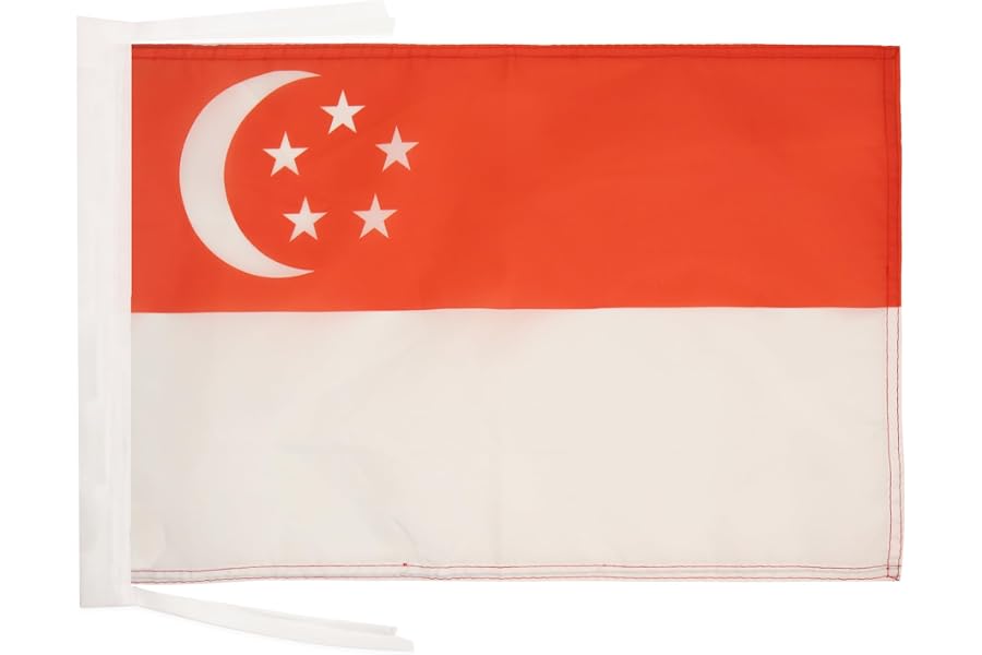 AZ FLAG Singapore Flag 12x18 in Singaporean 100D Polyester Cords | Indoor and outdoor use 45x30 cm decorative flag double stitched seams and reinforced edges with ties