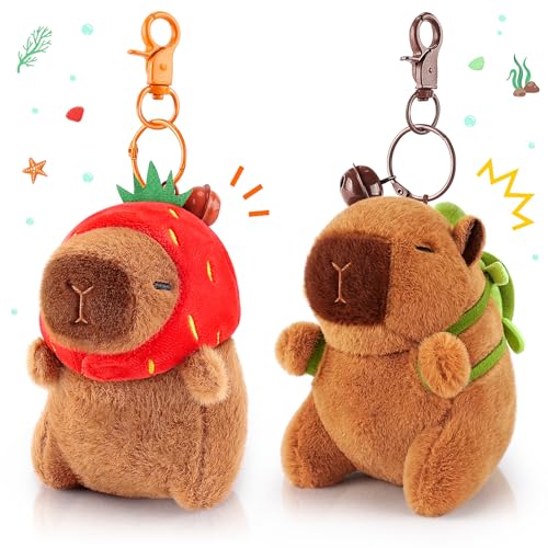 Achwishap 2pcs Brown Capybara Plush Keychain, Animal Keychain Bag Charm