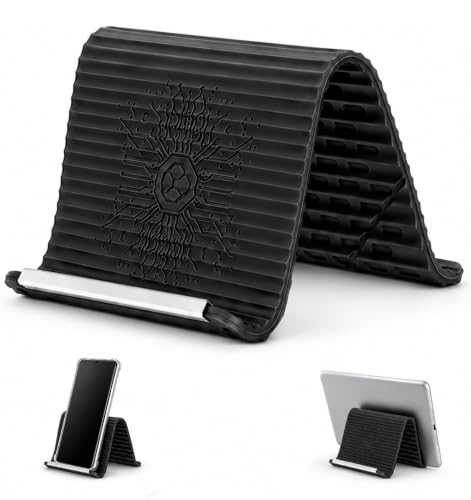 Acrbeli Silicone Phone Holder, Foldable Phone Stand Anti-Slip Black